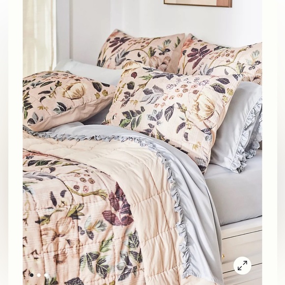 Anthropologie Seren Velvet Floral Quilt